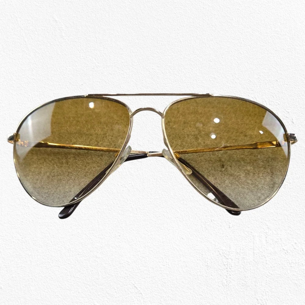 80s Vintage Pierre Cardin Aviator Sunglasses Gold Brown Designer Eyewear w/ Case